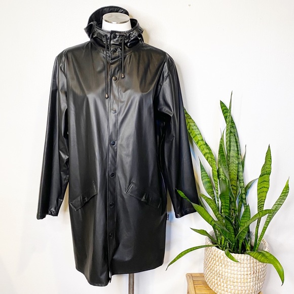 Rains Jackets & Blazers - RAINS | Hooded Black Rain Jacket Sz. S/M